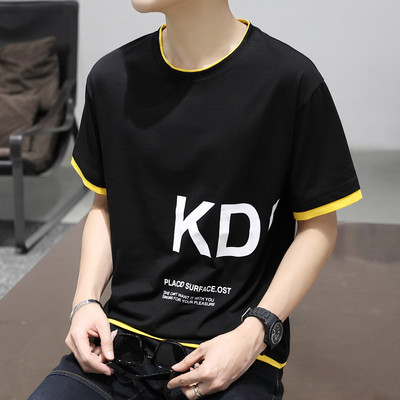 Uue mudeli aplikatsiooni ja ümara kaelusega meeste T-särk - lai mudel