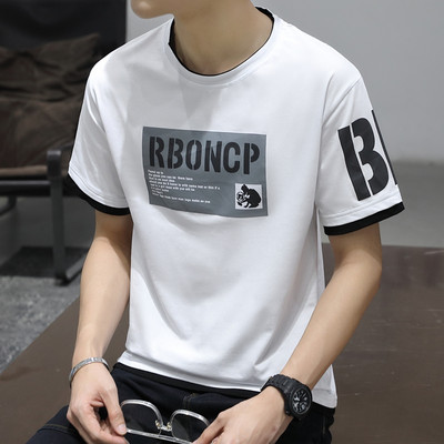 Uue mudeli aplikatsiooni ja ümara kaelusega meeste T-särk - lai mudel