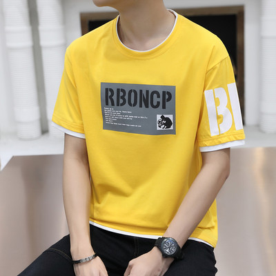 Uue mudeli aplikatsiooni ja ümara kaelusega meeste T-särk - lai mudel