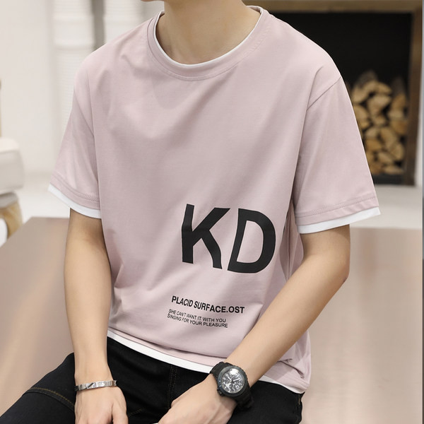 Uue mudeli aplikatsiooni ja ümara kaelusega meeste T-särk - lai mudel