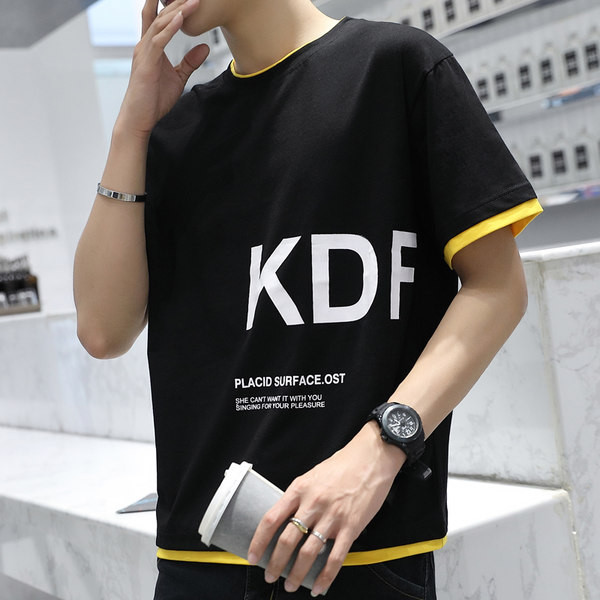 Uue mudeli aplikatsiooni ja ümara kaelusega meeste T-särk - lai mudel