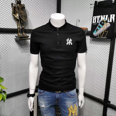 Meeste stiilne klassikalise krae ja tikandiga T-särk