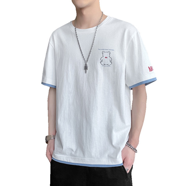 Casual μπλουζάκι με απλικέ και κοντά μανίκια - για άντρες