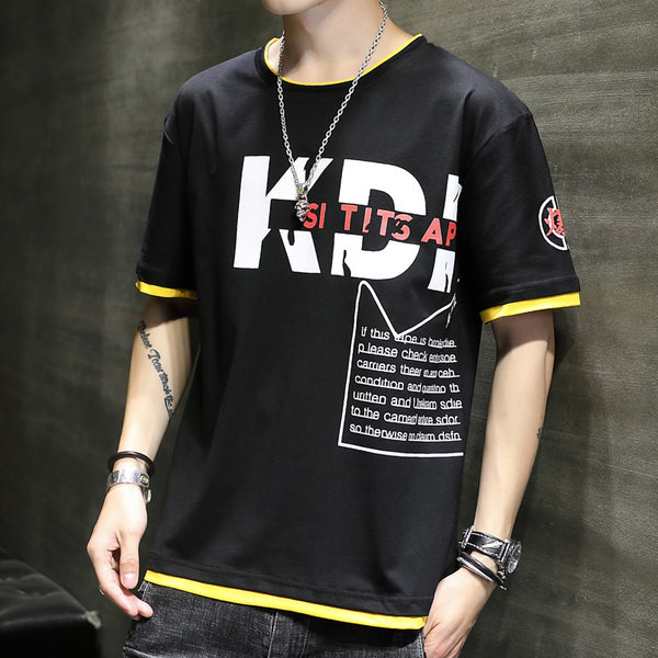 Ležerna muška majica s aplikacijom i ovalnim izrezom u više boja