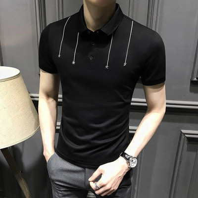 Meeste t-särk 3/4 varrukatega ja tikitud tekstiga - klassikaline krae