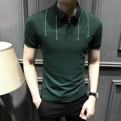 Meeste t-särk 3/4 varrukatega ja tikitud tekstiga - klassikaline krae