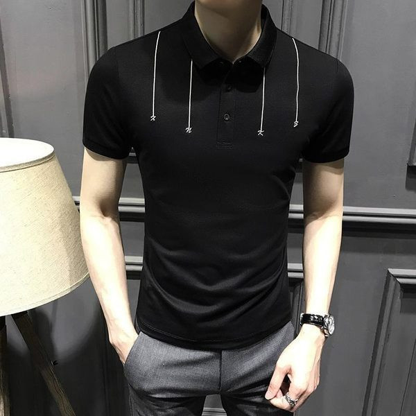 Meeste t-särk 3/4 varrukatega ja tikitud tekstiga - klassikaline krae