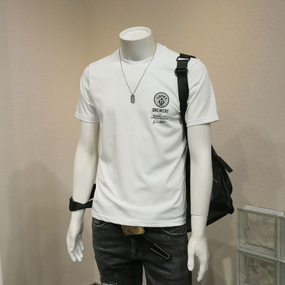 Meeste t-särk kirja ja ovaalse kaelusega -3/4 varrukatega