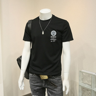 Meeste t-särk kirja ja ovaalse kaelusega -3/4 varrukatega