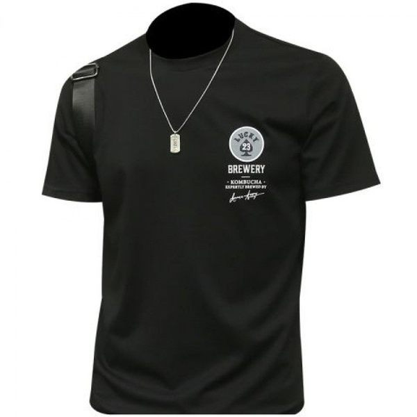 Meeste t-särk kirja ja ovaalse kaelusega -3/4 varrukatega