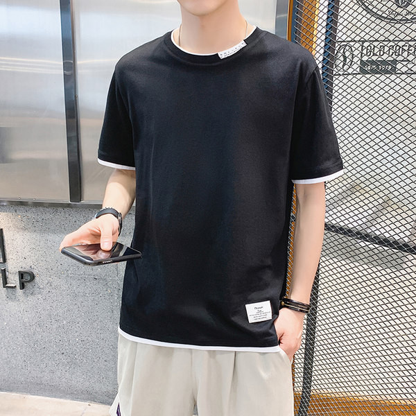 Meeste puuvillane embleemiga T-särk