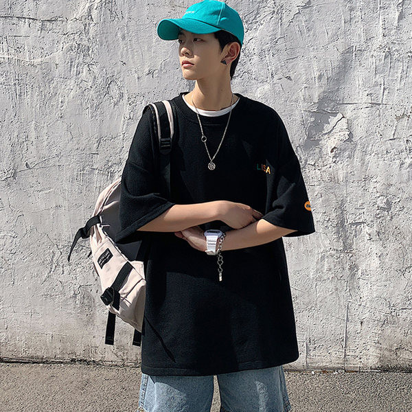 Laia lõikega ja 3/4 varrukatega meeste T-särk