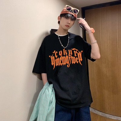 Ανδρικό μπλουζάκι με επιγραφές και 3/4 μανίκια