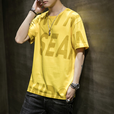 Kolmes värvitoonis meeste tekstide ja lühikeste varrukatega T-särk