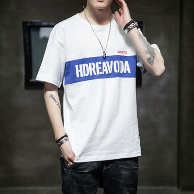 Ανδρικό casual μπλουζάκι με οβάλ λαιμόκοψη και επιγραφή