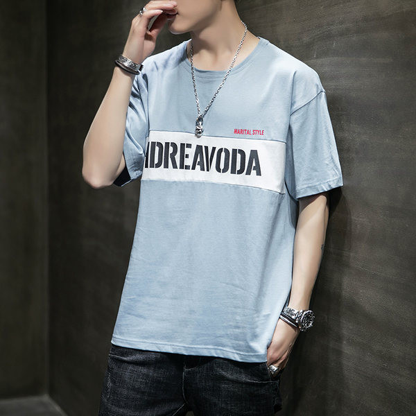 Ανδρικό casual μπλουζάκι με οβάλ λαιμόκοψη και επιγραφή