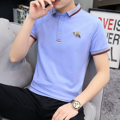 Klassikalise kraega 3/4 varrukatega ja tikandiga meeste stiilne T-särk