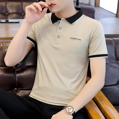 Meeste suvine klassikalise krae ja lühikeste varrukatega T-särk