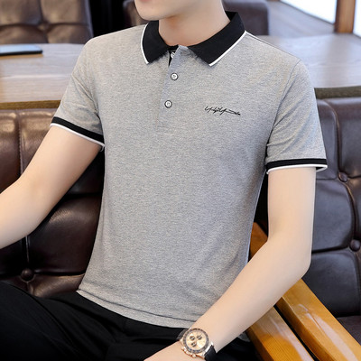 Meeste suvine klassikalise krae ja lühikeste varrukatega T-särk