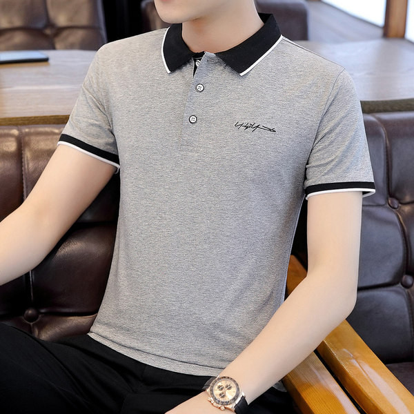 Meeste suvine klassikalise krae ja lühikeste varrukatega T-särk