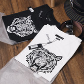 Ανδρικό μπλουζάκι με κοντά μανίκια και λιοντάρι απλικέ