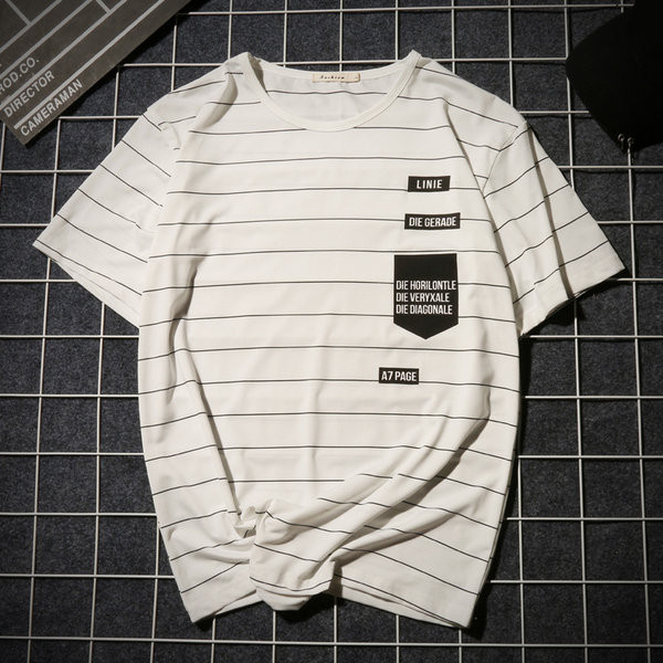 Meeste suvine lühikeste triibuliste varrukatega T-särk