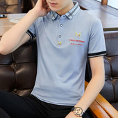 Meeste vabaaja pluus tikandiga ja klassikalise kraega