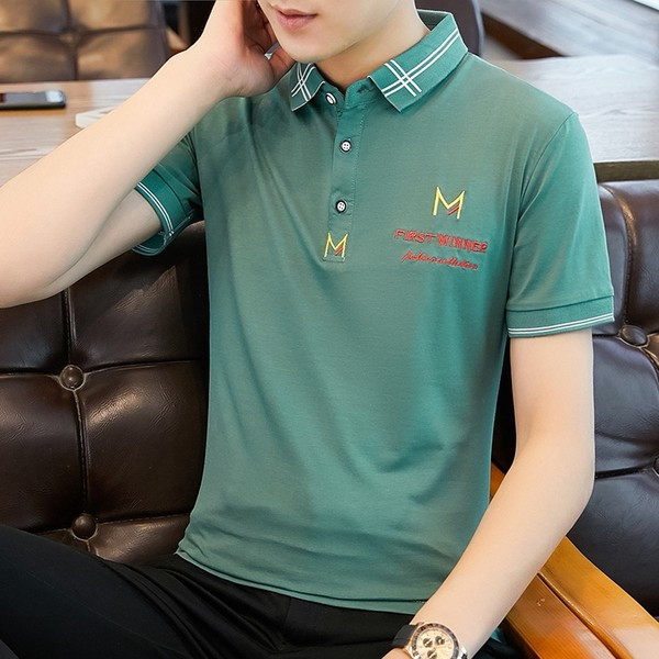 Meeste vabaaja pluus tikandiga ja klassikalise kraega