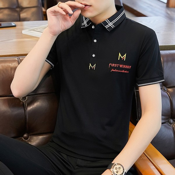 Meeste vabaaja pluus tikandiga ja klassikalise kraega