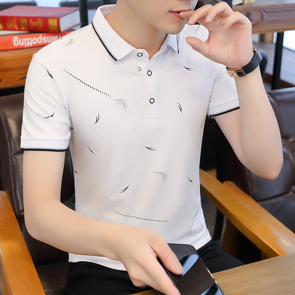 Ανδρικό μπλουζάκι με κλασικό κολάρο και κουμπιά σε διάφορα χρώματα