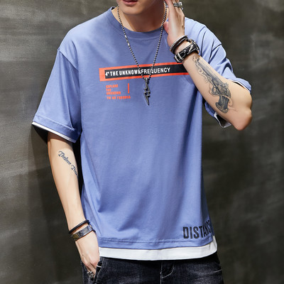 Casual meeste T-särk trükise ja ümara kaelusega – lai mudel