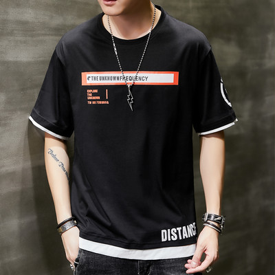 Casual meeste T-särk trükise ja ümara kaelusega – lai mudel