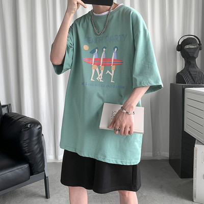 Καλοκαίρι T-shirt με μανίκια 3/4 και έγχρωμη εκτύπωση