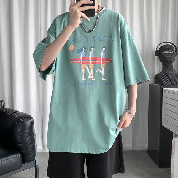 Καλοκαίρι T-shirt με μανίκια 3/4 και έγχρωμη εκτύπωση