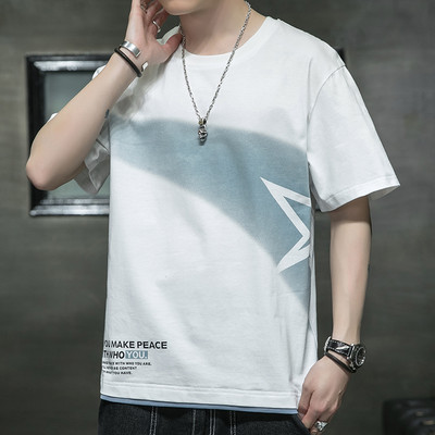 Suvine lühikeste varrukate ja ümara kaelusega meeste T-särk