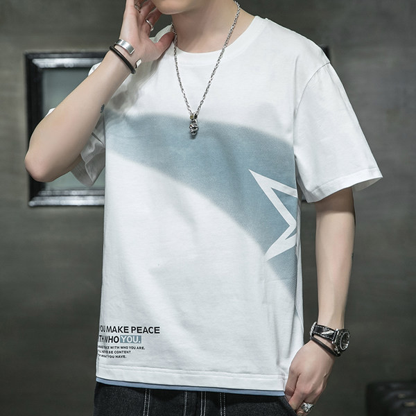 Suvine lühikeste varrukate ja ümara kaelusega meeste T-särk