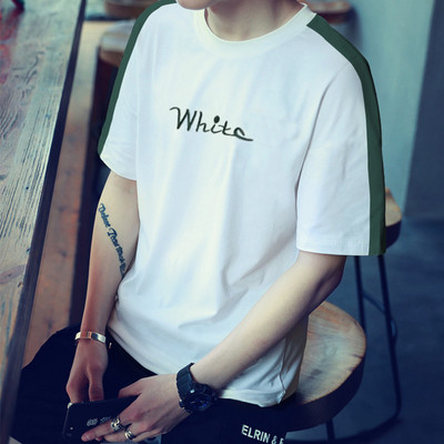 Meeste t-särk kirjaga ovaalne kaelus ja 3/4 varrukad