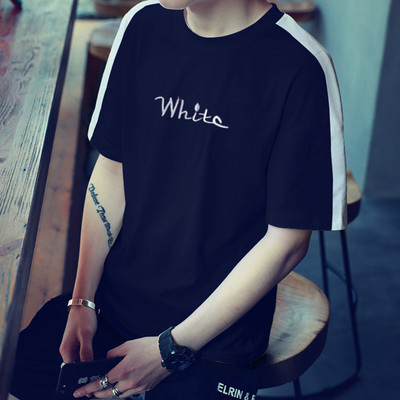 Meeste t-särk kirjaga ovaalne kaelus ja 3/4 varrukad