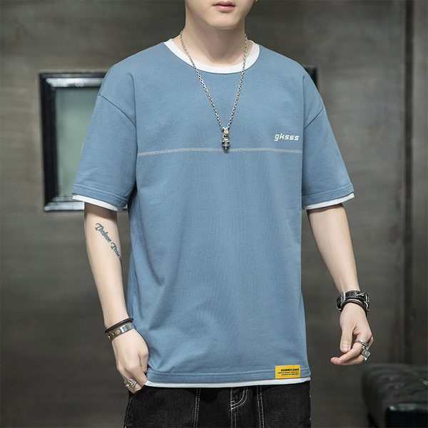 Vabaaja ovaalse kaelusega meeste T-särk - lai mudel