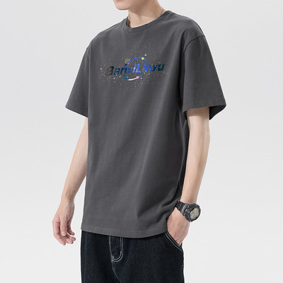 Puuvillane suvine aplikatsiooniga T-särk meestele