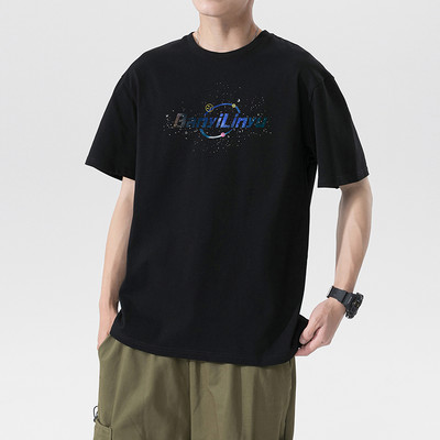 Puuvillane suvine aplikatsiooniga T-särk meestele