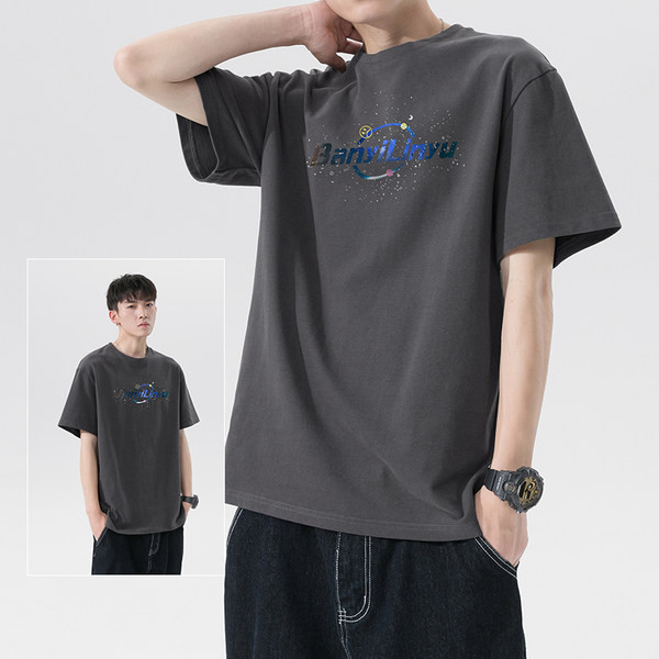 Puuvillane suvine aplikatsiooniga T-särk meestele