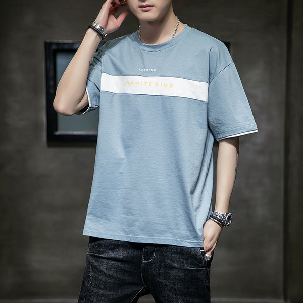 Ανδρικό καλοκαιρινό μπλουζάκι με κοντά μανίκια και λαιμόκοψη