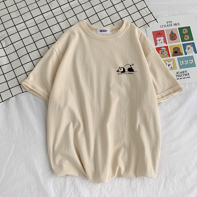 Лятна памучна тениска широк модел с апликация