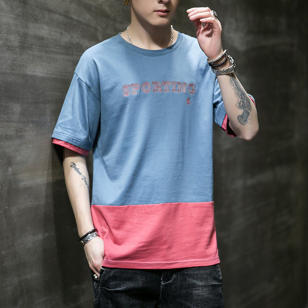 Moodne T-särk kirjaga ja lühikeste varrukatega - meestele