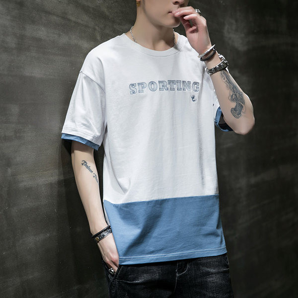 Moodne T-särk kirjaga ja lühikeste varrukatega - meestele