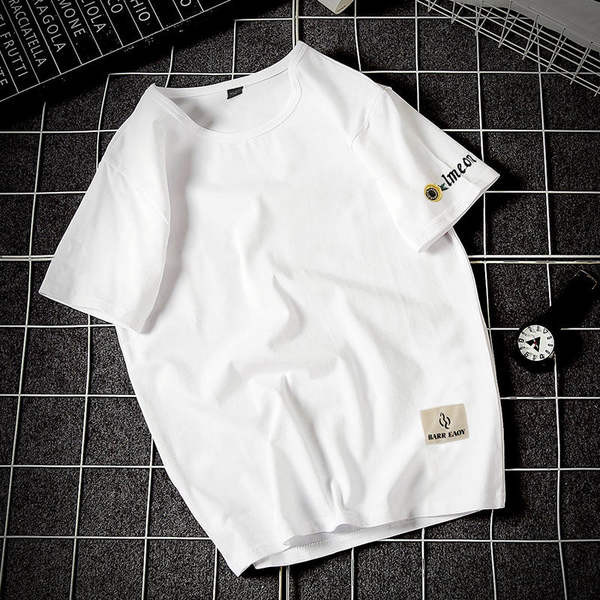 Мъжка тениска емблема и надпис -овално деколте 