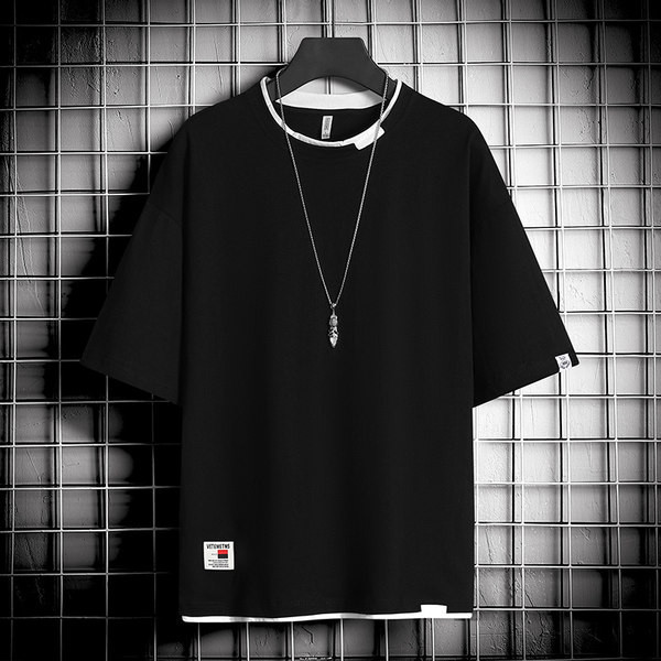 Suvine ovaalse dekoltee ja lühikeste varrukatega meeste T-särk