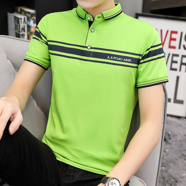 Moodne neljas värvitoonis krae ja lühikeste varrukatega meeste pluus