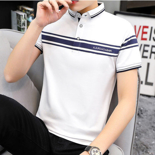 Moodne neljas värvitoonis krae ja lühikeste varrukatega meeste pluus